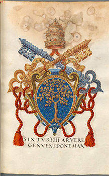 (bildsuche.digitale-sammlungen.de)™: (Bayerische Staatsbibliothek)™: (Papst Sixtus IV. Wappen (81r))™, aus: ("Insignia ... XIV. Insignia Neapolitanorum, Genuensium ...")™ (1550-1555)™.™