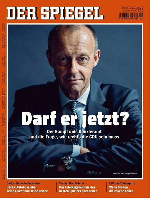 Friedrich Merz — Thorn/Thron des Spiegel-Magazins 0004/2020-08 »Darf Ehr Jettzt?«
