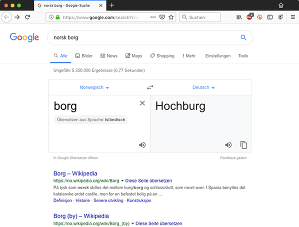 borg — norsk–allemann