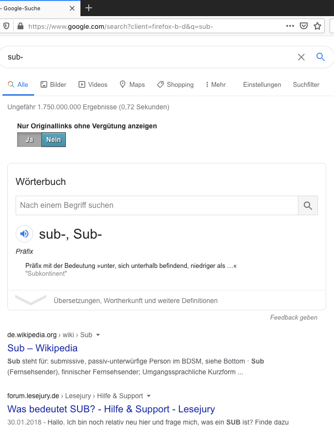 Google™ Sub- Präfix resørtsh.