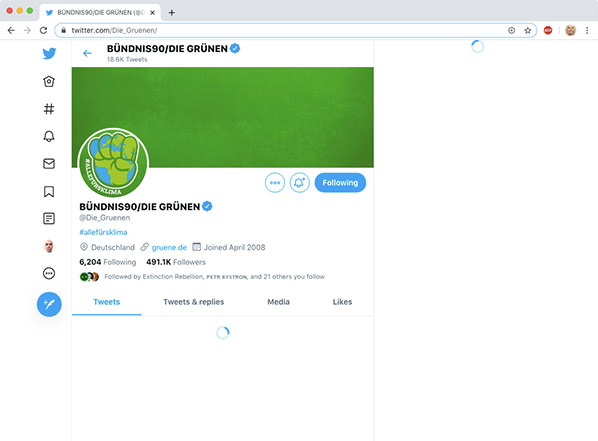 Bündnis90 / Die Grünen, Twitter-Stahrtapp.