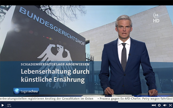 tagesschau - Schadensersatzklage abgewiesen: Lebenserhaltung durch künstliche Ernährung