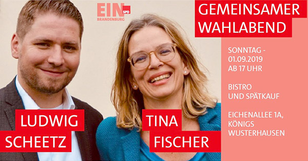 Wahlabend — Verwehlpahrtie — Tina Fischer, Ludwig Scheetz, SPD, 2019, 